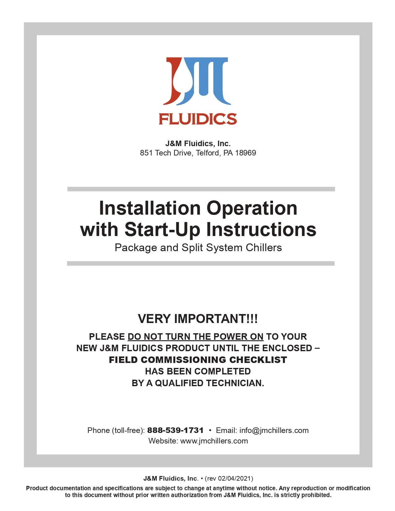 Chiller Installation Manual