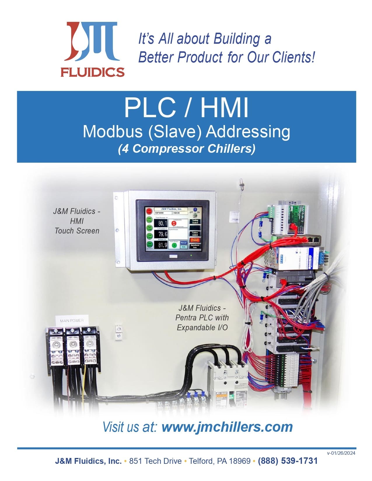J&M PLC-HMI Modbus (Slave) Addressing Quad compressor chillers